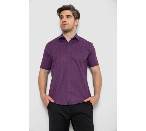 Сорочка чоловіча з принтом, колір сливовий, 214R7332