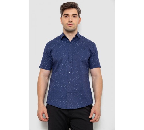 Сорочка чоловіча з принтом, колір темно-синій, 214R7340