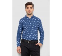 Рубашка мужская с принтом, цвет джинс, 214R807