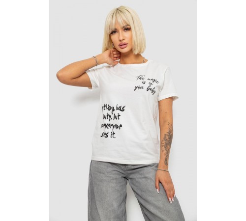 Футболка женская с принтом, цвет молочный, 244R1022