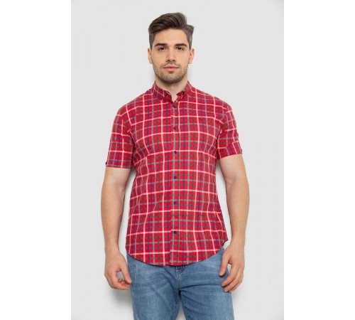 Сорочка чоловіча в клітку, колір червоний, 214R831-1