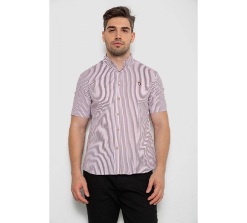 Сорочка чоловіча в смужку, колір бордовий, 214R835