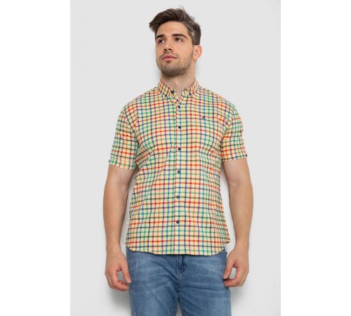 Сорочка чоловіча в клітку, колір жовтий, 214R842