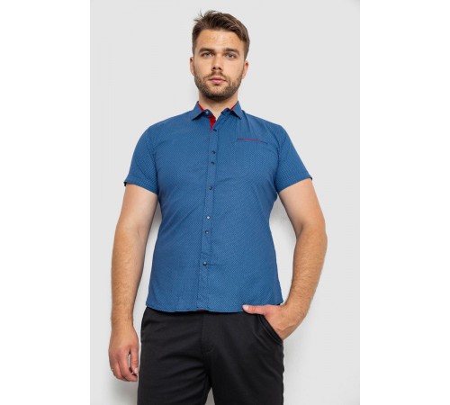 Сорочка чоловіча з принтом, колір синій, 214RK104