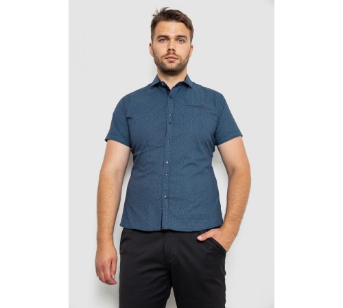 Сорочка чоловіча з принтом, колір темно-синій, 214RK104