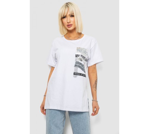 Футболка женская с принтом, цвет белый, 244R2302-5