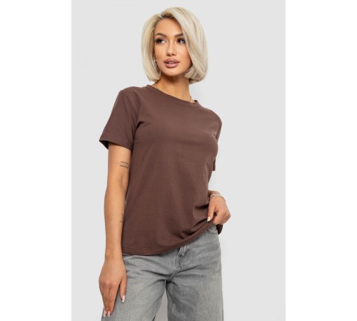 Футболка жіноча однотонна, колір коричневий, 204R3333