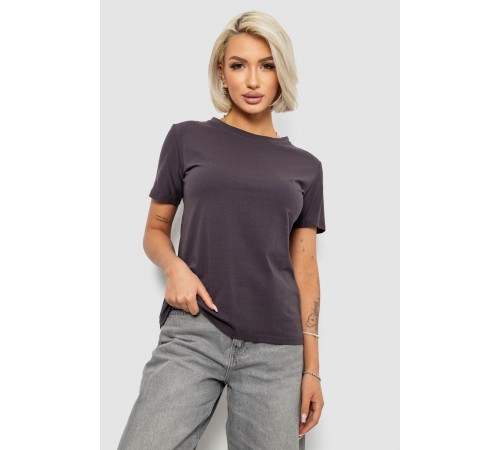 Футболка женская однотонная, цвет темно-серый, 204R3333