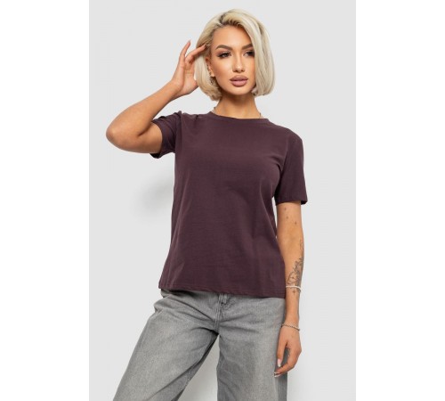 Футболка женская однотонная, цвет шоколадный, 204R3333