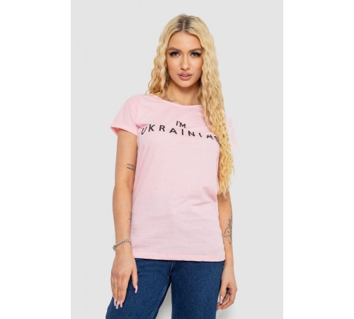 Футболка женская с патриотическим принтом, цвет розовый, 244R2213