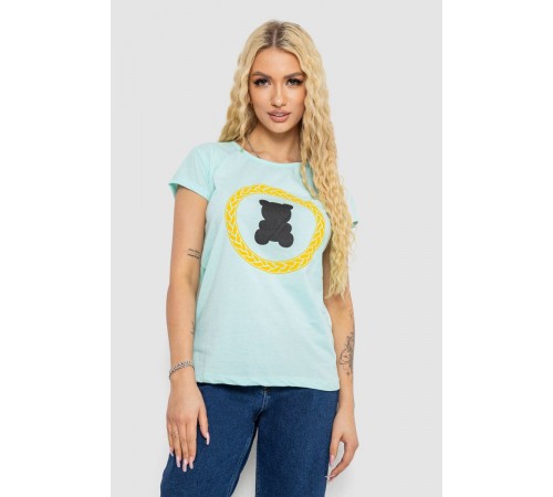 Футболка женская с принтом, цвет мятный, 244R2216