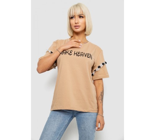 Футболка жіноча з принтом, колір бежевий, 244R2351