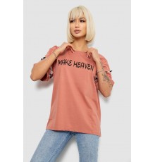 Футболка женская с принтом, цвет пудровый, 244R2351