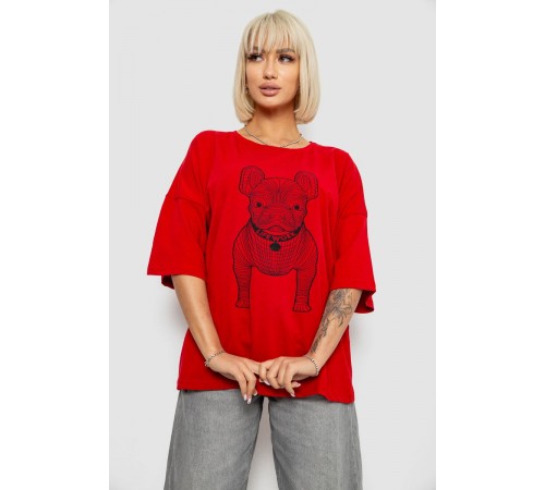 Футболка женская с принтом, цвет красный, 244R3008