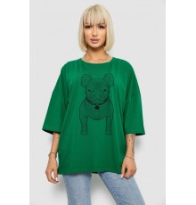 Футболка женская с принтом, цвет темно-зеленый, 244R3008