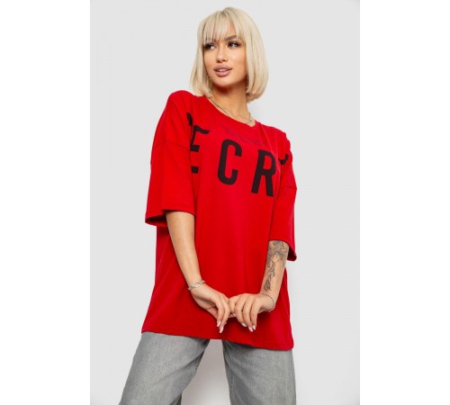 Футболка женская с принтом, цвет красный, 244R3008-1