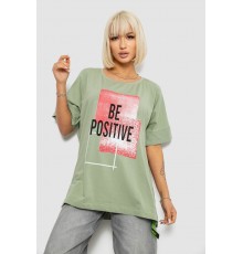 Футболка женская с принтом, цвет оливковый, 244R4011