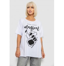 Футболка жіноча з принтом, колір білий, 244R6005-1 Футболка жіноча з принтом, колір білий, 244R6005-1