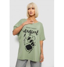 Футболка женская с принтом, цвет оливковый, 244R6005-1