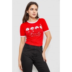 Футболка-топ женская с принтом, цвет красный, 244R604