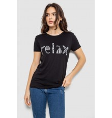 Футболка жіноча з принтом, колір чорний, 244R610