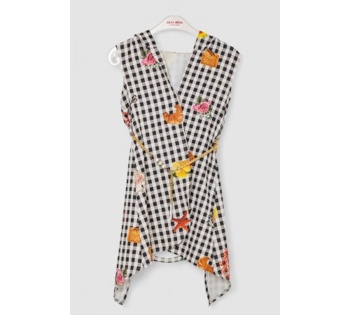 Кардиган в комплекті з лонгслів для дівчаток, колір чорно-молочний, 247R1001