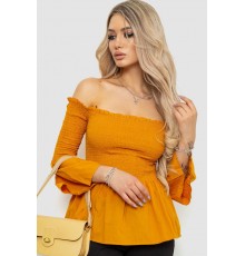 Блуза однотонна, колір гірчичний, 244R254-1