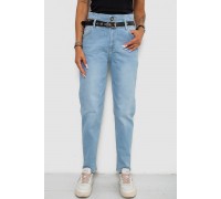 Джинсы женские с поясом на резинке, цвет голубой, 244R00154