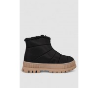 Дутики женские зимние на меху, цвет черно-бежевый, 248RCX1740