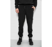 Спортивные штаны мужские на флисе, цвет черный, 129RA9997