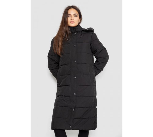 Куртка жіноча подовжена батал, колір чорний, 207R006-1