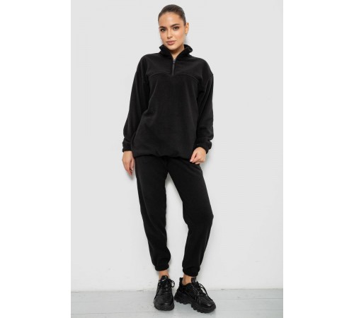 Спортивний костюм жіночий на флісі, колір чорний, 241R2007