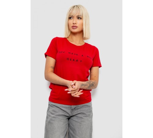 Футболка женская с принтом, цвет красный, 244R2002