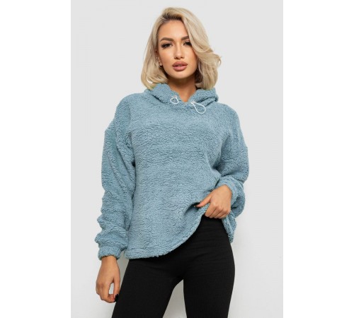 Худи женский однотонный с капюшоном, цвет голубой, 257R14
