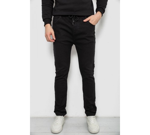 Джинси чоловічі на ризинці утеплені, колір чорний, 244R663