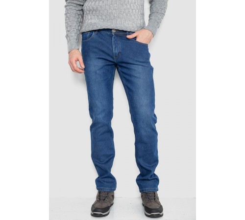 Джинсы мужские на флисе, цвет синий, 254R2408