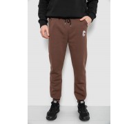 Спортивные штаны мужские на флисе, цвет коричневый, 129RA9995