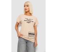 Футболка женская с принтом, цвет бежевый, 244R2004
