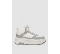 Кроссовки женские зимние на меху, цвет бело-серый, 248RAM09