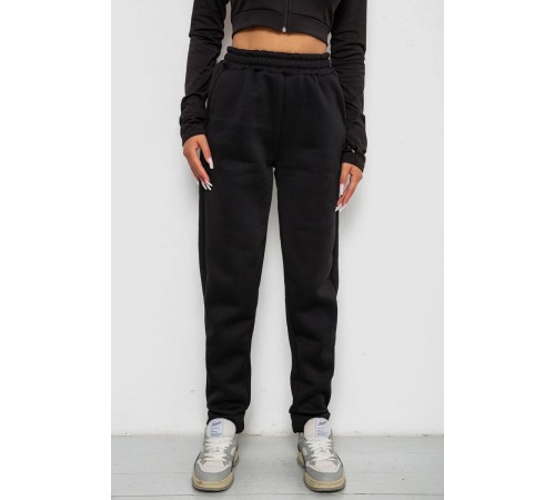 Спортивні штани жіночі на флісі, колір чорний, 238R58641-1
