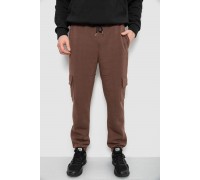 Спортивные штаны мужские на флисе, цвет коричневый, 129RA9997