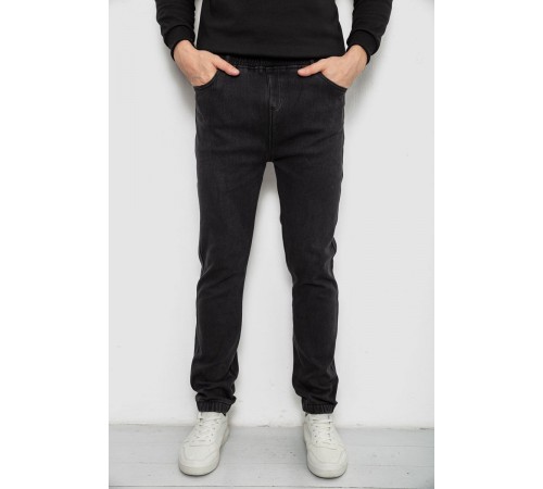 Джинси чоловічі на резинці утеплені, колір чорний, 244R665