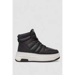 Кроссовки женские зимние на меху, цвет черно-белый, 248RAM022