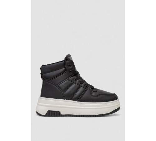 Кроссовки женские зимние на меху, цвет черно-белый, 248RAM022