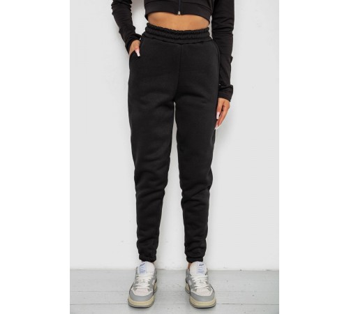 Спортивні штани жіночі на флісі, колір чорний, 238R57013