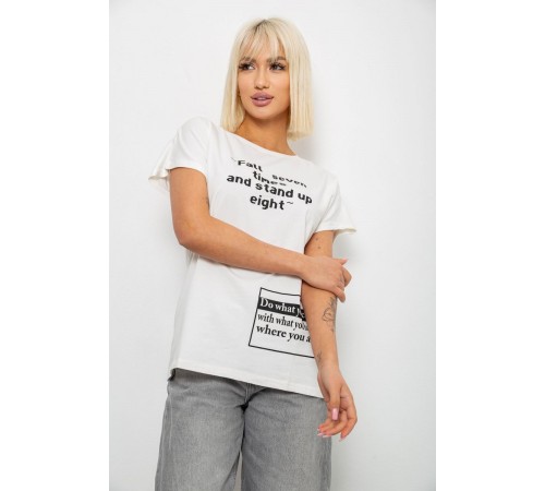 Футболка женская с принтом, цвет молочный, 244R2004