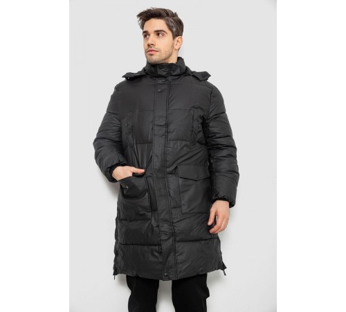 Куртка чоловіча зимова подовжена, колір чорний, 244RH76-30D