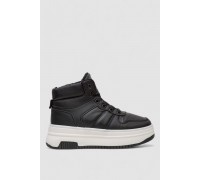 Кроссовки женские зимние на меху, цвет черно-белый, 248RAM014