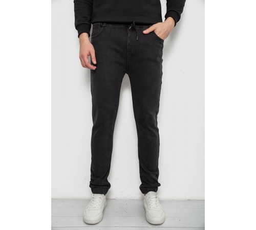 Джинси чоловічі на резинці утеплені, колір чорний, 244R666