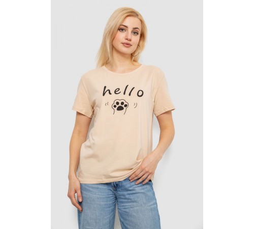 Футболка женская с принтом, цвет бежевый, 244R2005